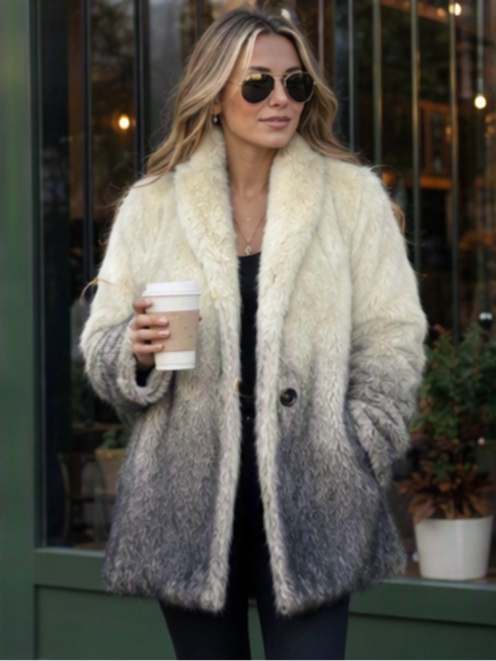 𝅺🌷Faux Fur Coat🌷 Gorgeous Vintage Ombre Colour Looks Real